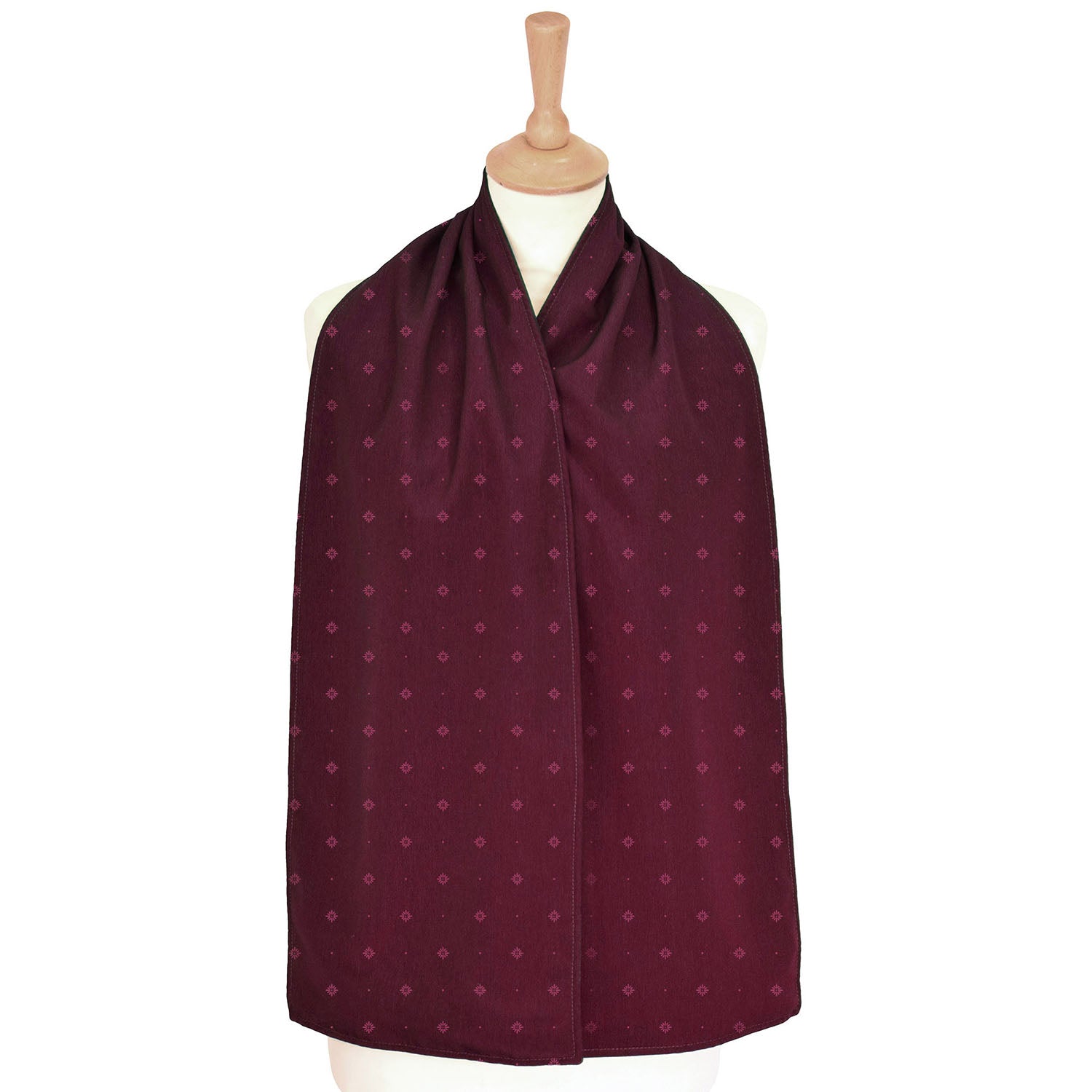Bibetta Care stijlvolle sjaalslab – Burgundy Pattern front