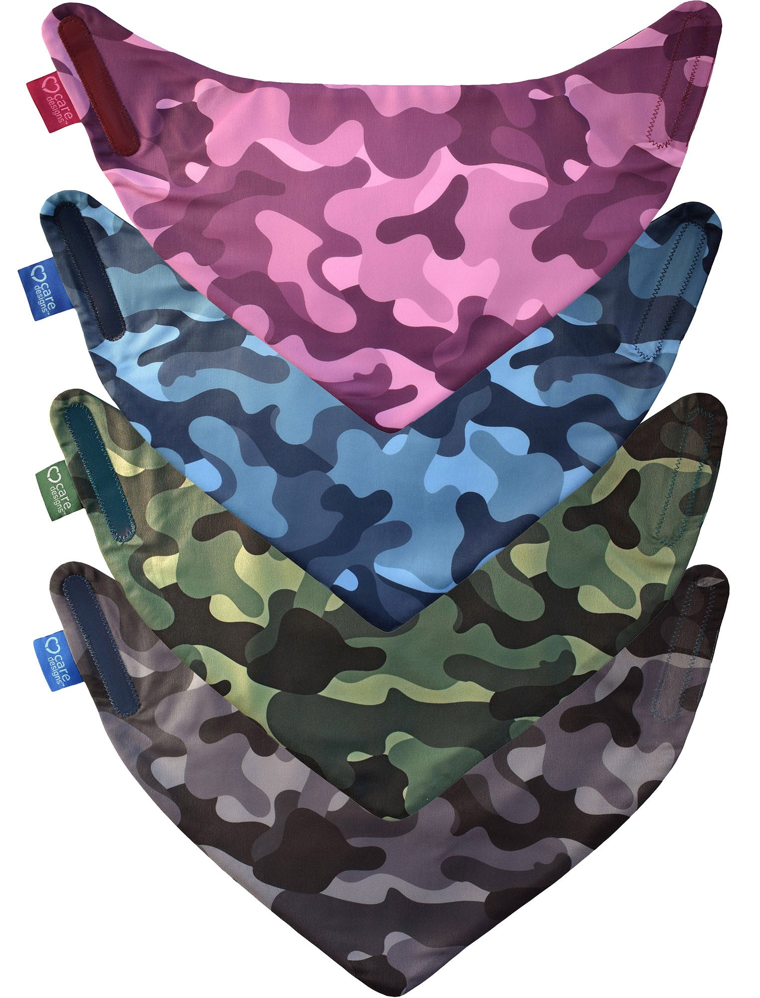 Care Designs- Junior Camo Neckerchief Bibs- ALL vertical- 72dpi