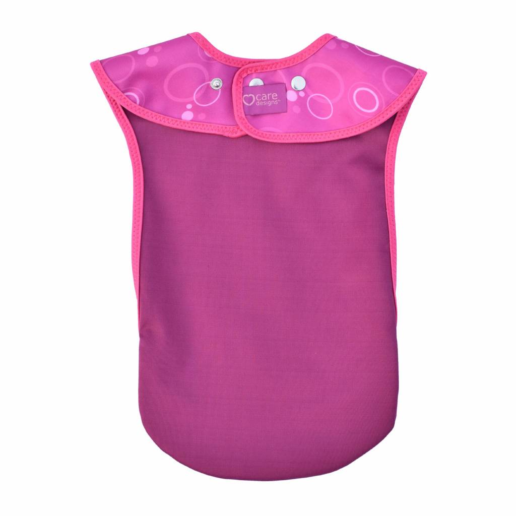 Care Designs Adult Bib- Junior- Pink Bubbles- back1- 72dpi