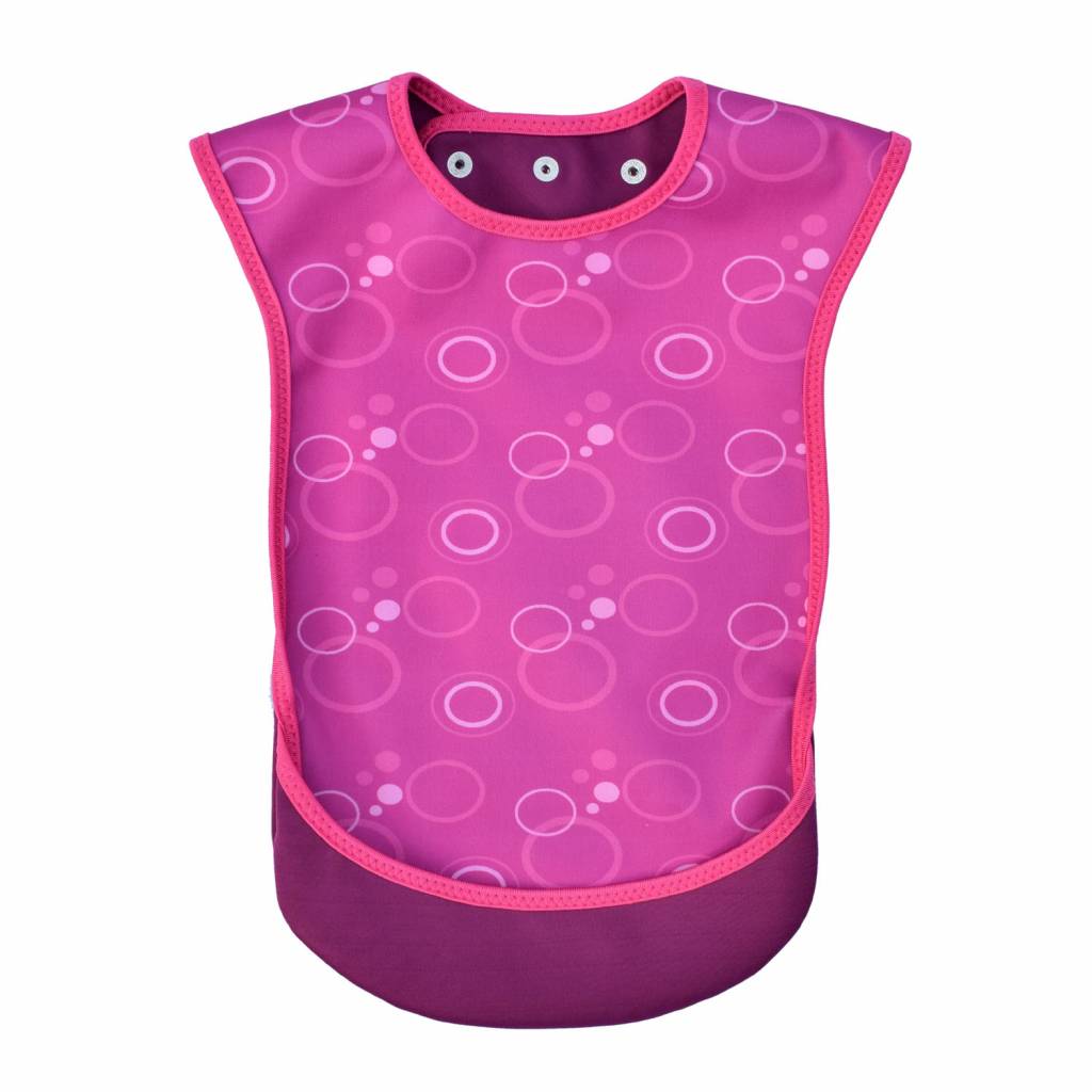 Care Designs Adult Bib- Junior- Pink Bubbles- front1- 72dpi